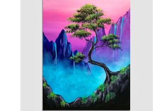Paint Nite: Misty Mountain Bonsai Falls